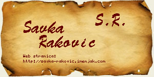 Savka Raković vizit kartica